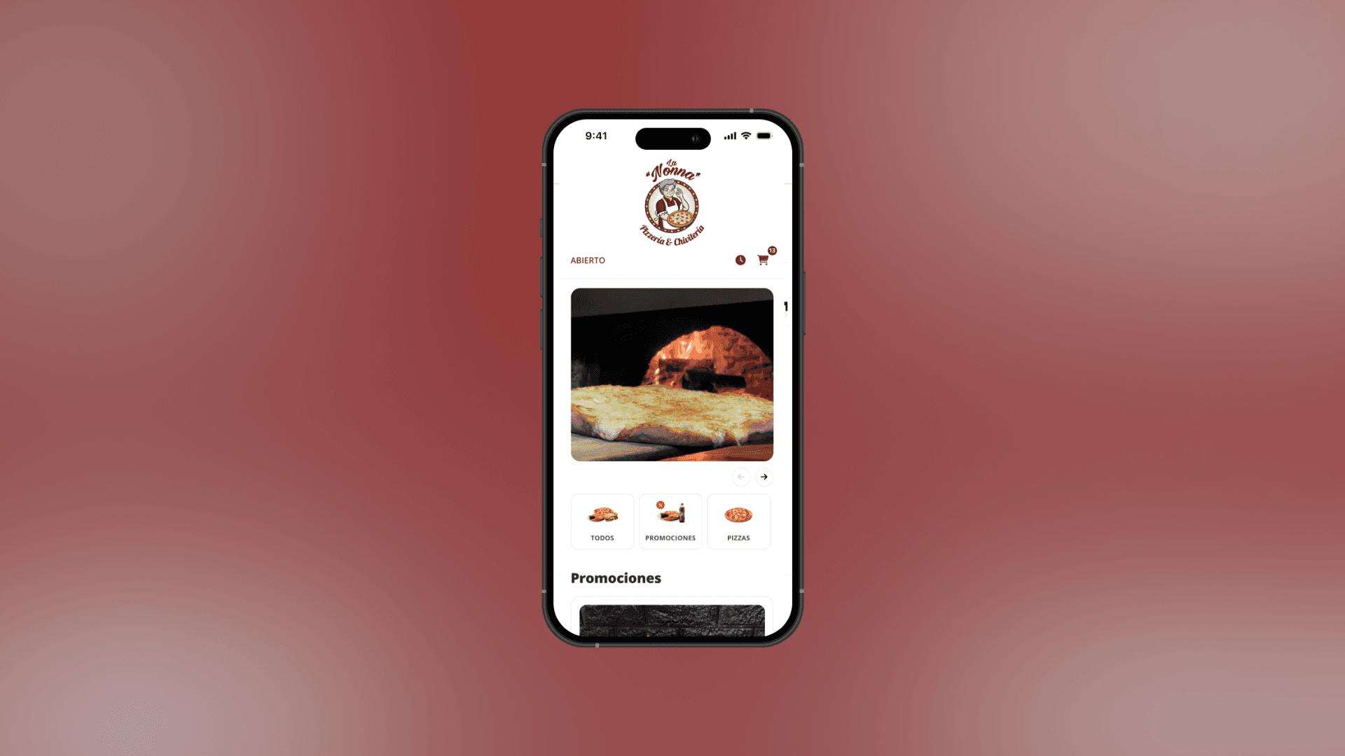 App de pedidos de La Nonna en celular