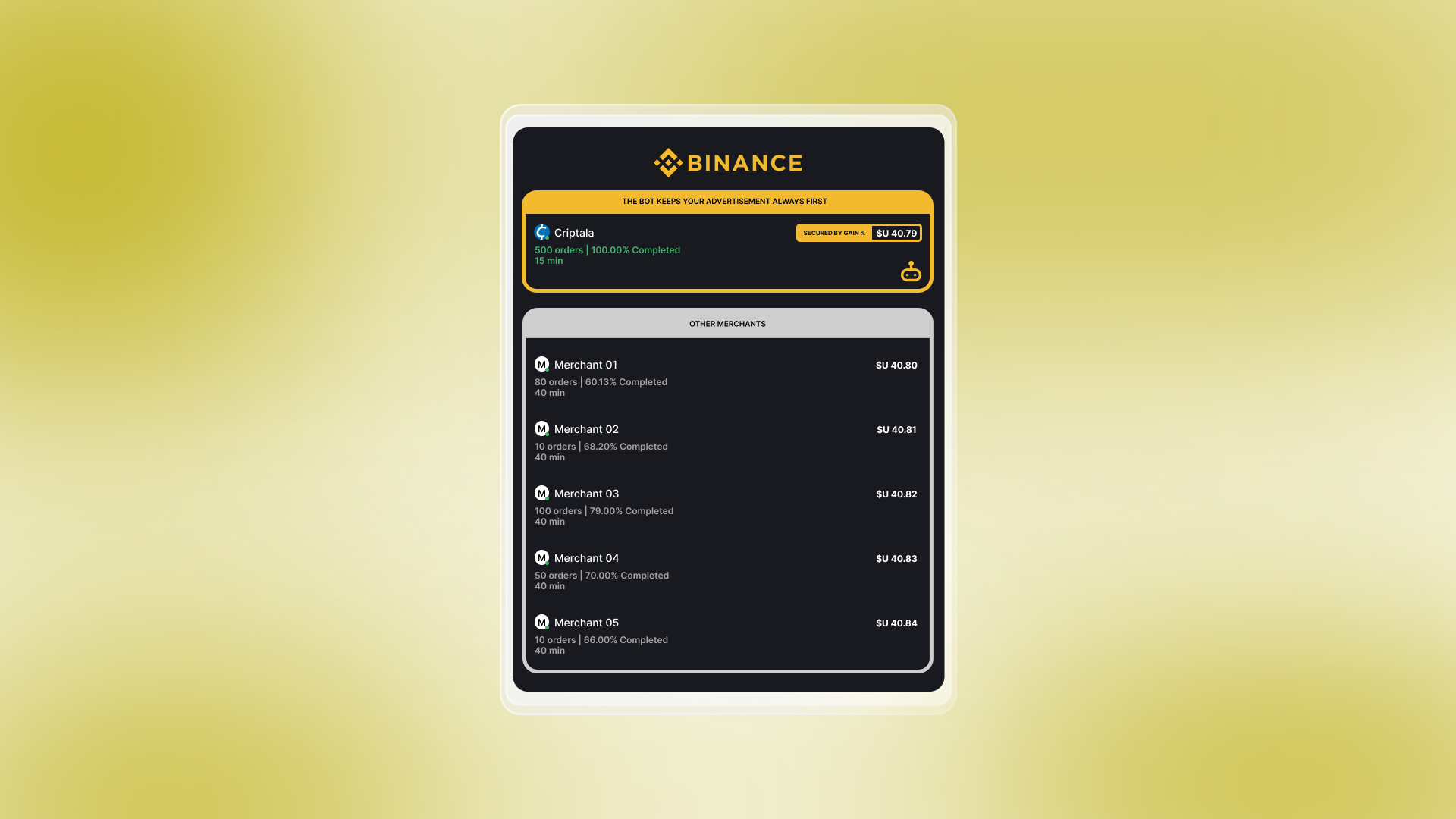 Binance P2P price bot hero