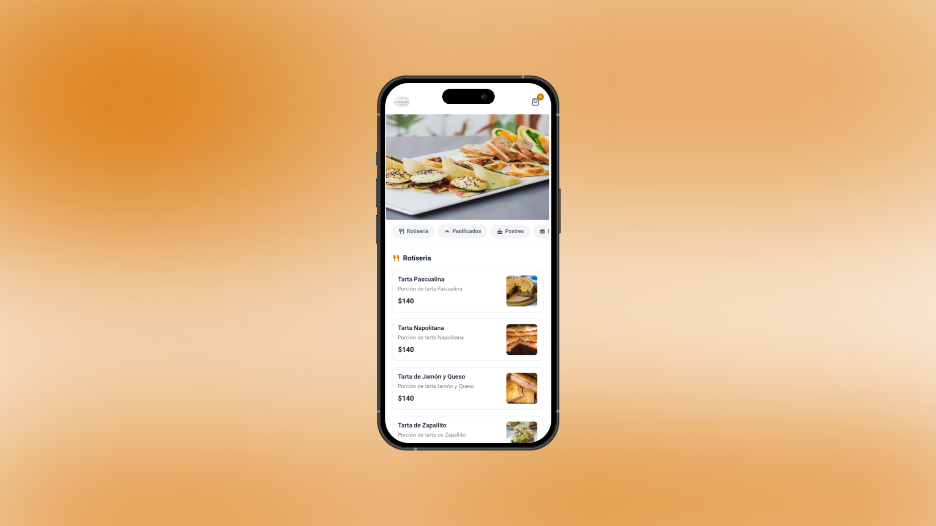La Miguería digital menu on mobile